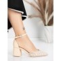 Pantofi cu Toc Gros 5XKK36 BEIGE | MEI