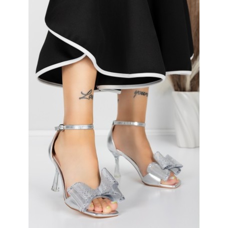 Sandale Dama cu Toc Subtire 5XKK22 SILVER | MEI