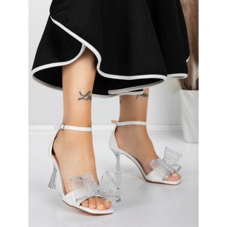 Sandale Dama cu Toc Subtire 5XKK22 WHITE | MEI