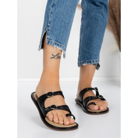 Papuci Dama cu Talpa Joasa J588-5 BLACK | MEI