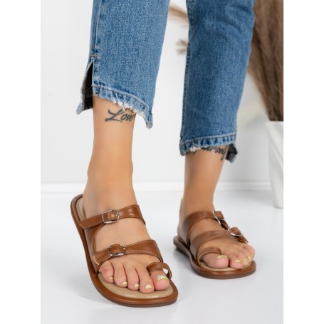 Papuci Dama cu Talpa Joasa J588-5 BROWN | MEI