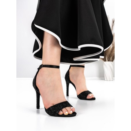 Sandale Dama cu Toc Subtire 5XKK12 BLACK | MEI