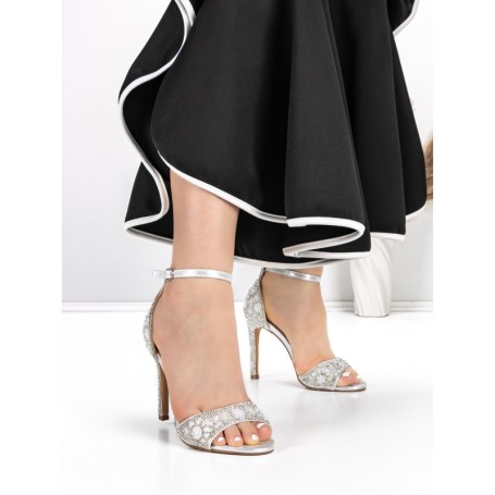 Sandale Dama cu Toc Subtire 5XKK12 SILVER | MEI