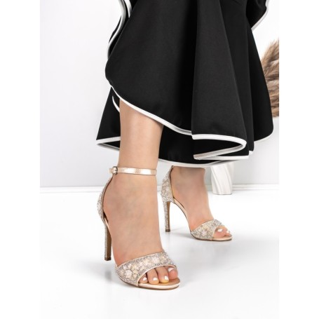 Sandale Dama cu Toc Subtire 5XKK12 CHAMPAGNE | MEI