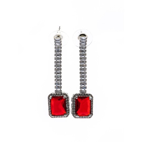 Set Colier + Cercei CLR016 ARGINTIU-ROSU | MEI