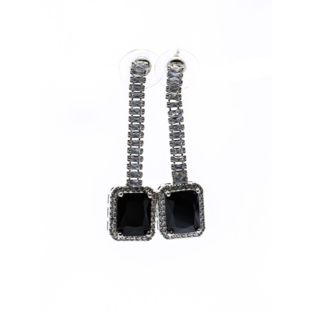 Set Colier + Cercei CLR016 ARGINTIU-NEGRU | MEI