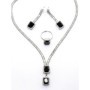 Set Colier + Cercei CLR016 ARGINTIU-NEGRU | MEI