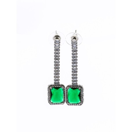 Set Colier + Cercei CLR016 ARGINTIU-VERDE | MEI