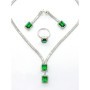 Set Colier + Cercei CLR016 ARGINTIU-VERDE | MEI