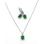 Set Colier + Cercei CLR001 ARGINTIU-VERDE | MEI