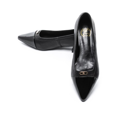 Pantofi cu Toc gros D26-103 Negru | Formazione