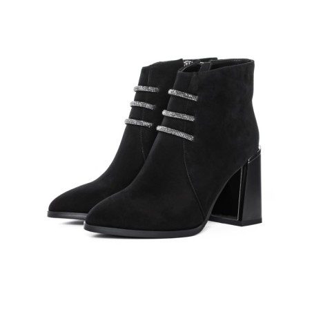 Botine Dama cu toc gros M01-01A Negru Jose Simon