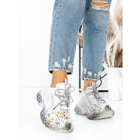 Pantofi Sport Dama cu Platforma 5WL82 WHITE | MEI