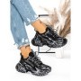 Pantofi Sport Dama cu Platforma 5WL83 BLACK-SILVER | MEI