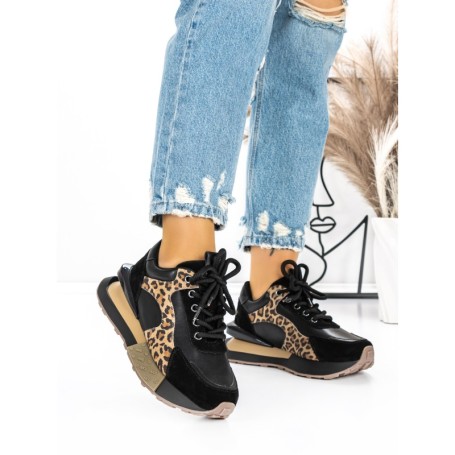 Pantofi Sport Dama din piele naturala 5SZ11 BLACK | PANTOFUL