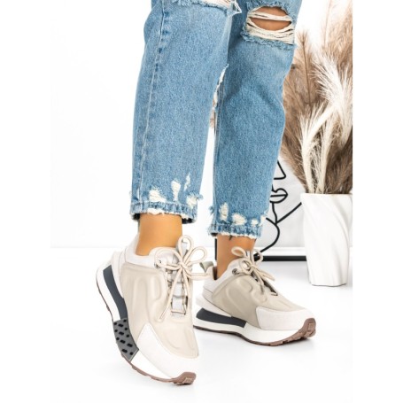 Pantofi Sport Dama din piele naturala 5SZ12 BEIGE | PANTOFUL