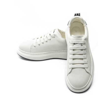 Pantofi Sport Barbati din piele naturala 51191 WHITE-BLACK | ADVANCER