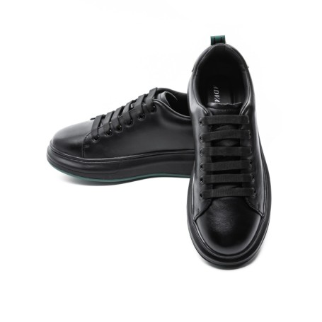 Pantofi Sport Barbati din piele naturala 51191 BLACK-GREEN | ADVANCER