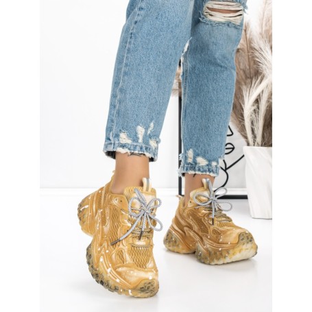 Pantofi Sport Dama cu Platforma 5WL83 YELLOW | MEI