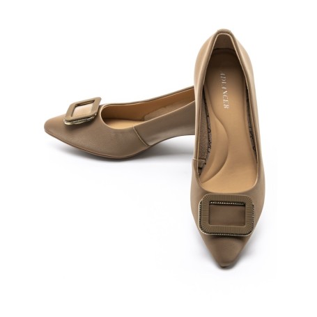 Pantofi cu toc din piele naturala 2216-50 KHAKI | ADVANCER
