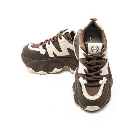 Pantofi Sport Dama din piele naturala 3A532 BROWN-CREAM | ADVANCER