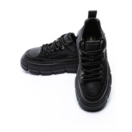 Pantofi Sport Barbati din piele naturala 88220 BLACK | ADVANCER