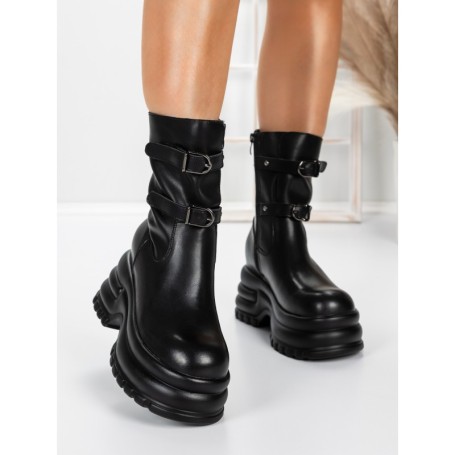 Ghete Dama din piele naturala 5W62 BLACK | PANTOFUL