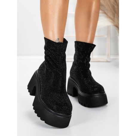 Ghete Dama cu Platforma 5WL77 ALL BLACK | MEI