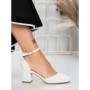 Pantofi cu Toc Gros 3XKK81 WHITE | MEI