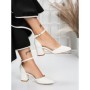 Pantofi cu Toc Gros 3XKK81 WHITE | MEI
