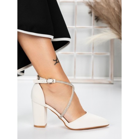 Pantofi cu Toc Gros 2YXD63 BEIGE | MEI