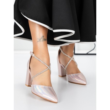 Pantofi cu Toc Gros 2YXD63 CHAMPAGNE | MEI