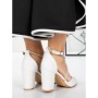 Pantofi cu Toc Gros 2YXD63 WHITE | MEI
