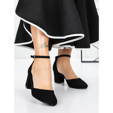 Pantofi cu Toc Gros 3XKK81 BLACK | MEI