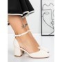 Pantofi cu Toc Gros 3XKK81 BEIGE | MEI