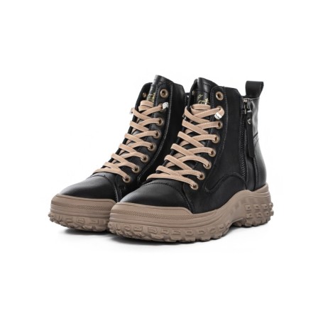 Ghete Dama din piele naturala 1292 BLACK-KHAKI | ADVANCER