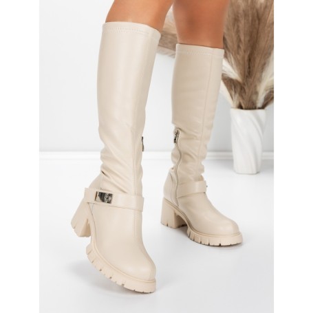 Cizme Dama cu Toc 57WL7 BEIGE | MEI