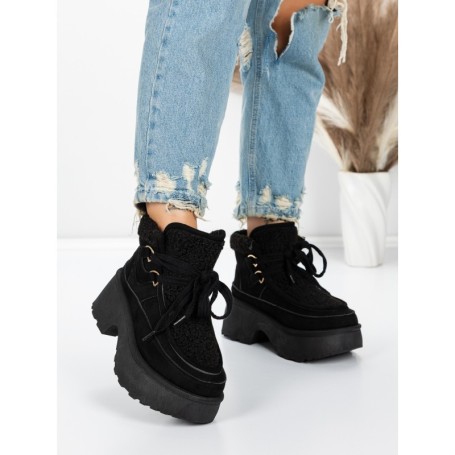 Ghete Dama cu Platforma 5GB3 BLACK | MEI