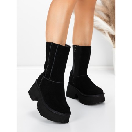 Ghete Dama din piele naturala 5W71 BLACK | PANTOFUL