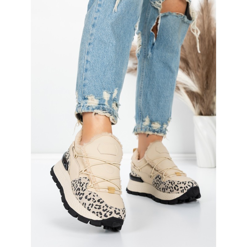 Pantofi Casual Dama din piele naturala 58W26 YELLOW-LEOPARD | PANTOFUL