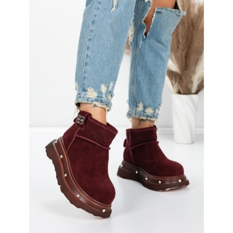 Ghete Dama din piele naturala 58W28 WINERED | PANTOFUL