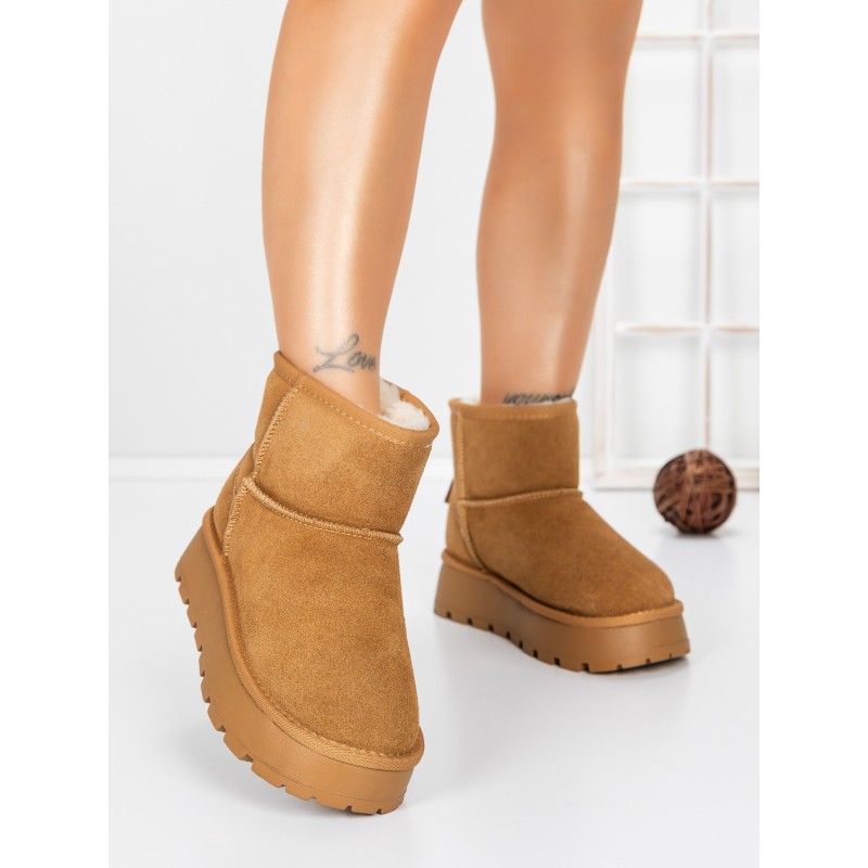 Ghete Dama din piele naturala 5W93 YELLOW | PANTOFUL