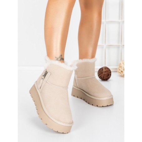Ghete Dama din piele naturala 5W95 KHAKI | PANTOFUL