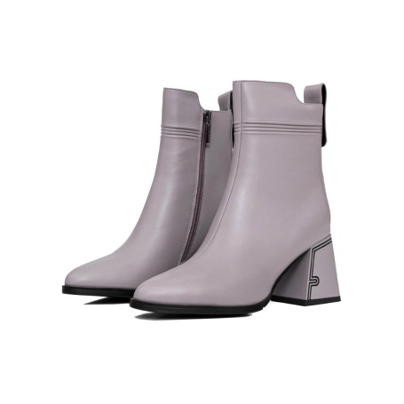 Členkové čižmy na hrubom podpätku K107-55-B81B Šedá » MeiMall.sk