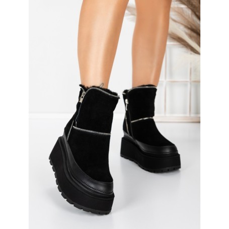 Ghete Dama din piele naturala 3ASJN75 BLACK | PANTOFUL