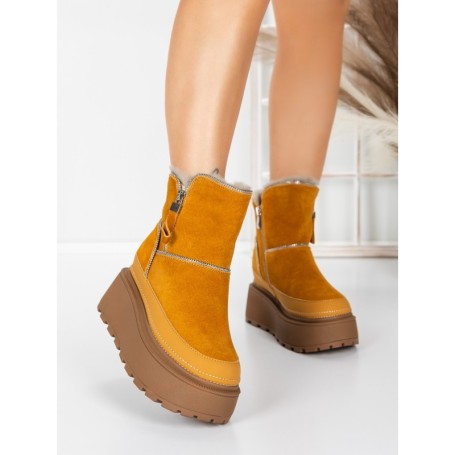 Ghete Dama din piele naturala 3ASJN75 YELLOW | PANTOFUL