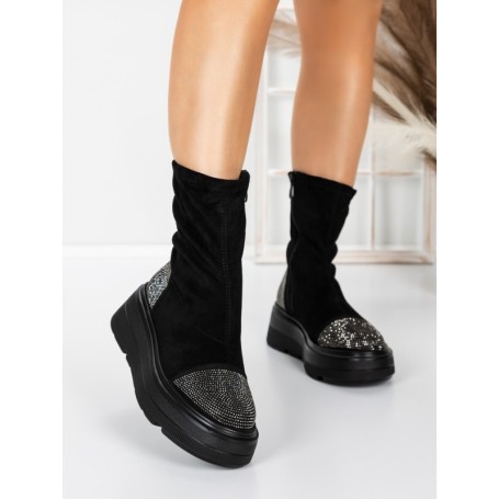 Ghete Dama cu Platforma 5AH66 BLACK-GUNCOLOR | MEI