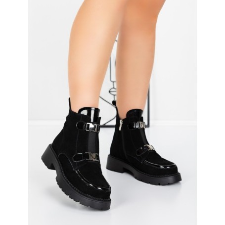 Ghete Dama din piele naturala 52AD7 BLACK | PANTOFUL