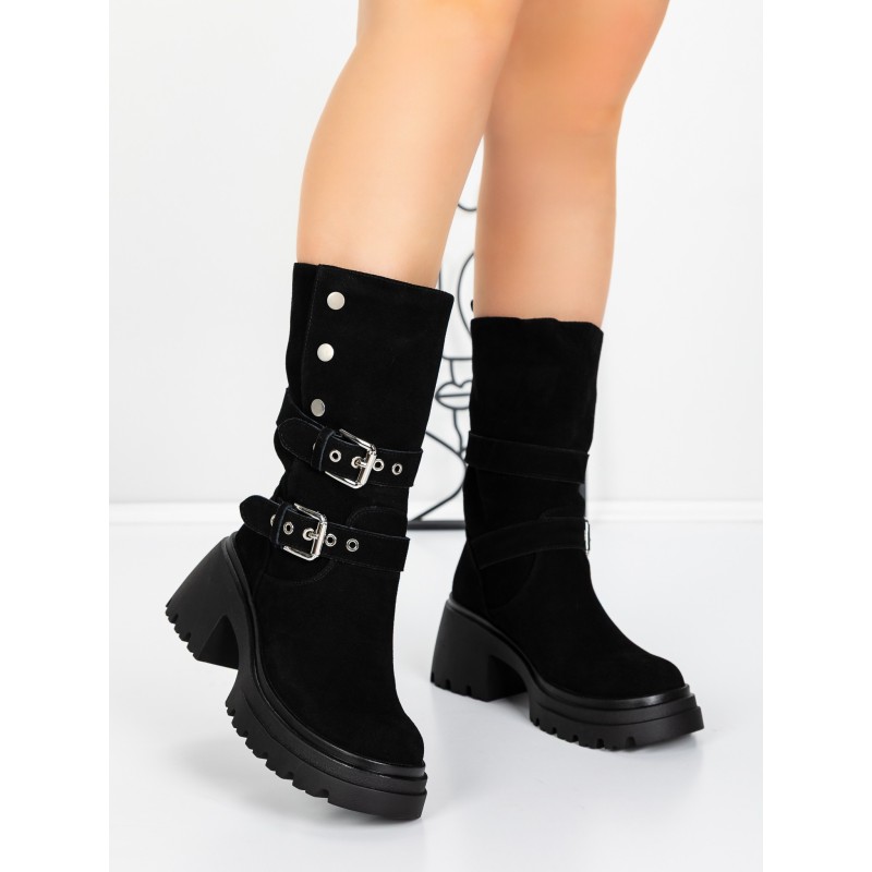 Ghete Dama din piele naturala 52AD11 BLACK | PANTOFUL