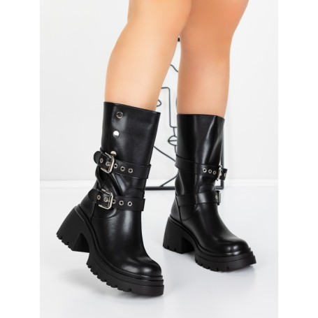 Ghete Dama din piele naturala 52AD11 BLACK | PANTOFUL